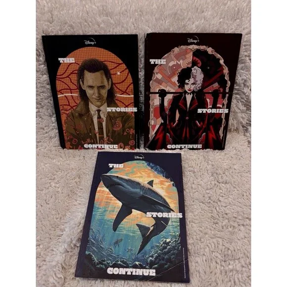 3 Disney+ 2021 THE STORIES CONTINUE Illustrated Mags Comics Loki Shark Cruella - Picture 1 of 13